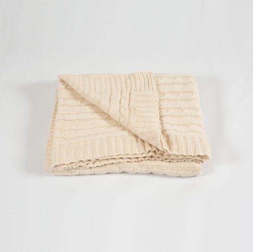 Stickad Pläd Fläta, Ljusbeige