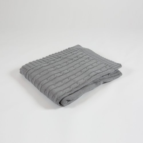 Stickad Pläd Fläta, Grå