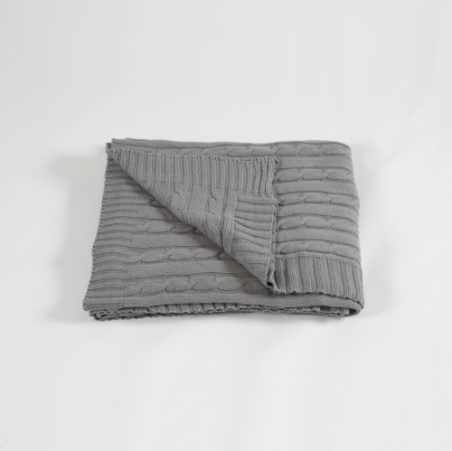 Stickad Pläd Fläta, Grå