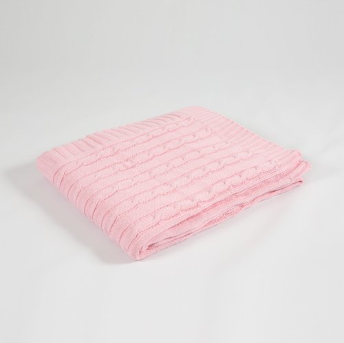 Stickad Pläd Fläta, Rosa