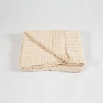 Stickad Pläd Fläta, Ljusbeige