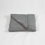 Stickad Pläd Fläta, Grå