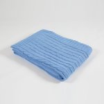 Stickad Pläd Fläta, Blå